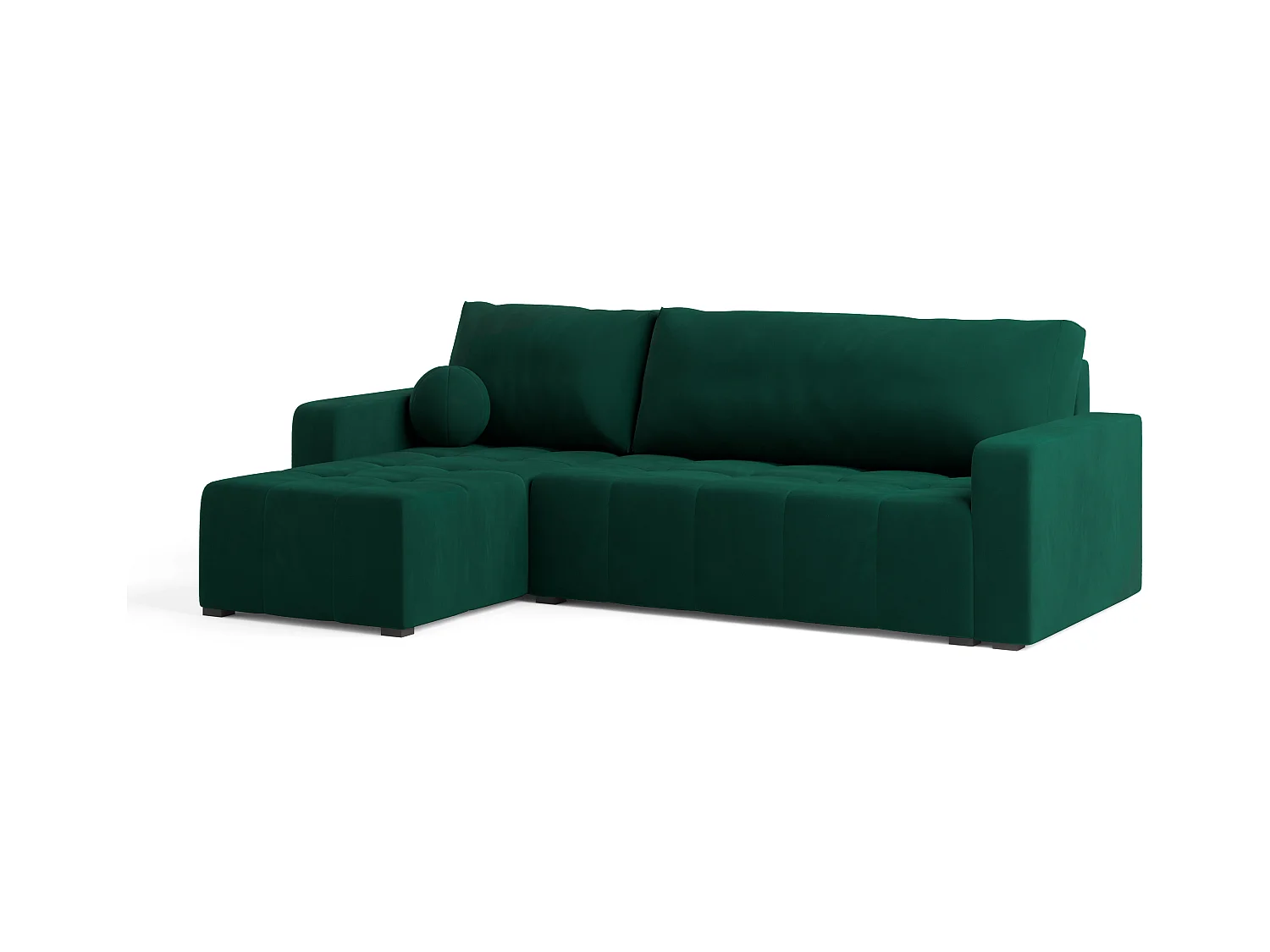 Canapé d'angle VOLIRA Vert Sapin en peluche avec fonction de couchage
