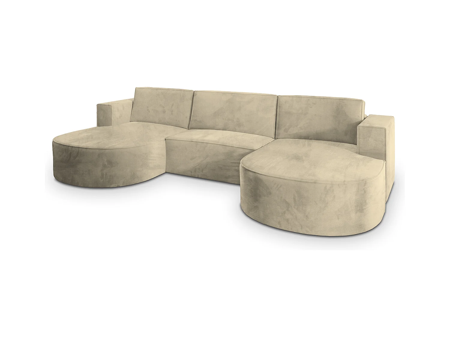 Canapé d'angle VEZZO Crème en velours avec fonction de couchage