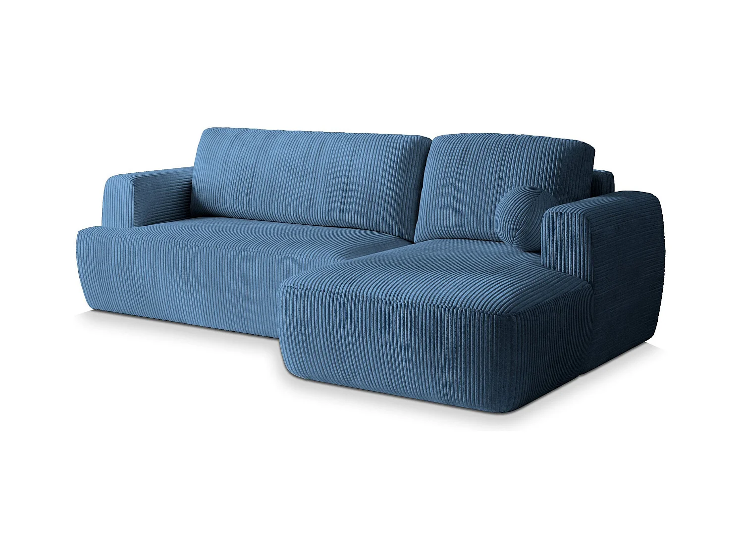 Canapé d'angle SENTI Bleu en velours côtelé avec fonction de couchage