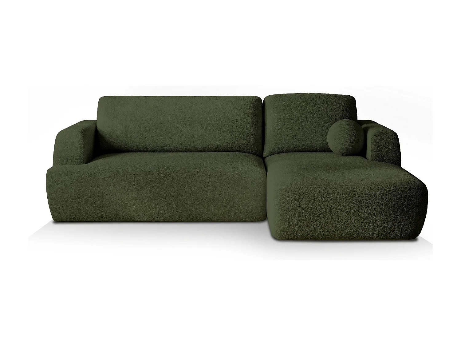 Canapé d'angle SENTI Vert en bouclé avec fonction de couchage