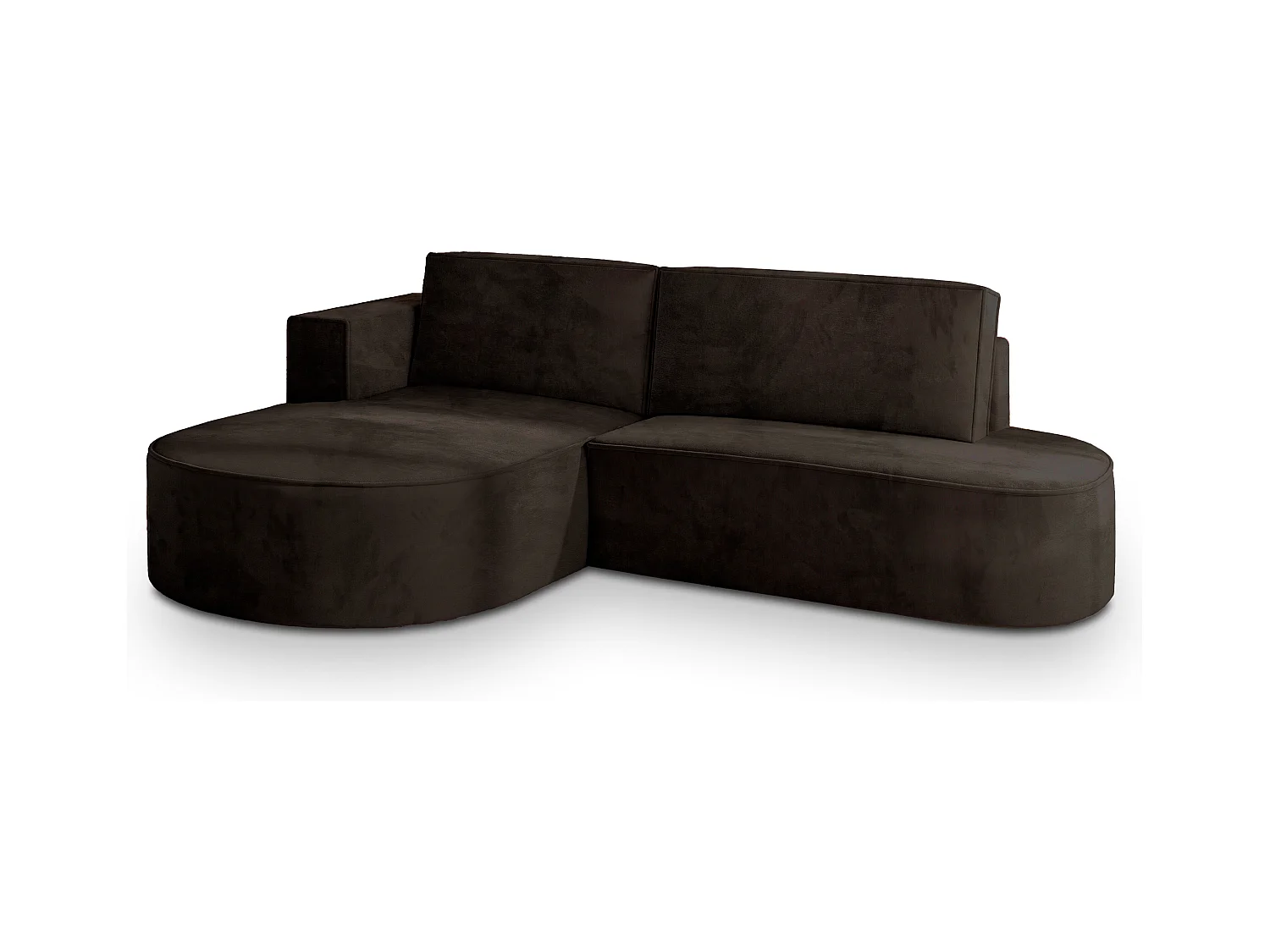 Canapé d'angle CORTIO Marron en velours avec fonction de couchage