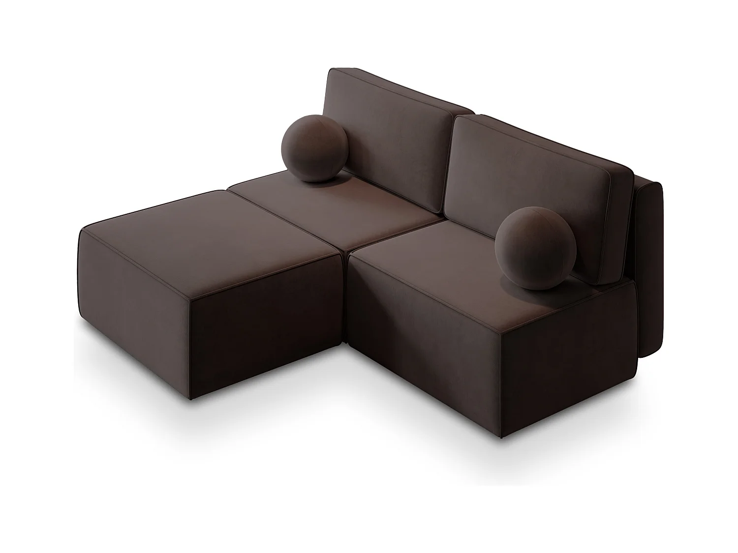 Canapé d'angle VARNA Marron en velours avec fonction de couchage