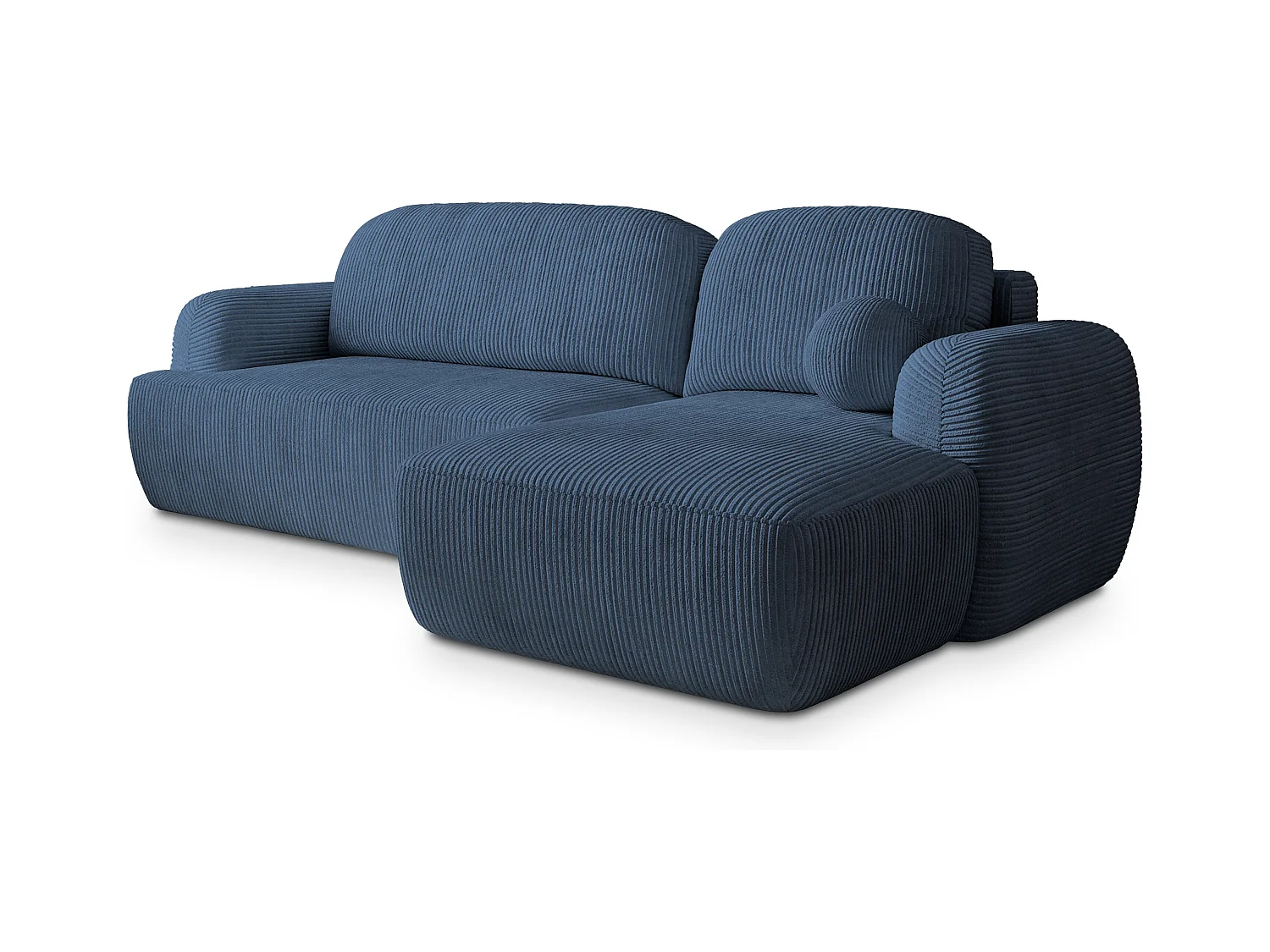 Canapé d'angle MODENZA Bleu en velours côtelé avec fonction de couchage
