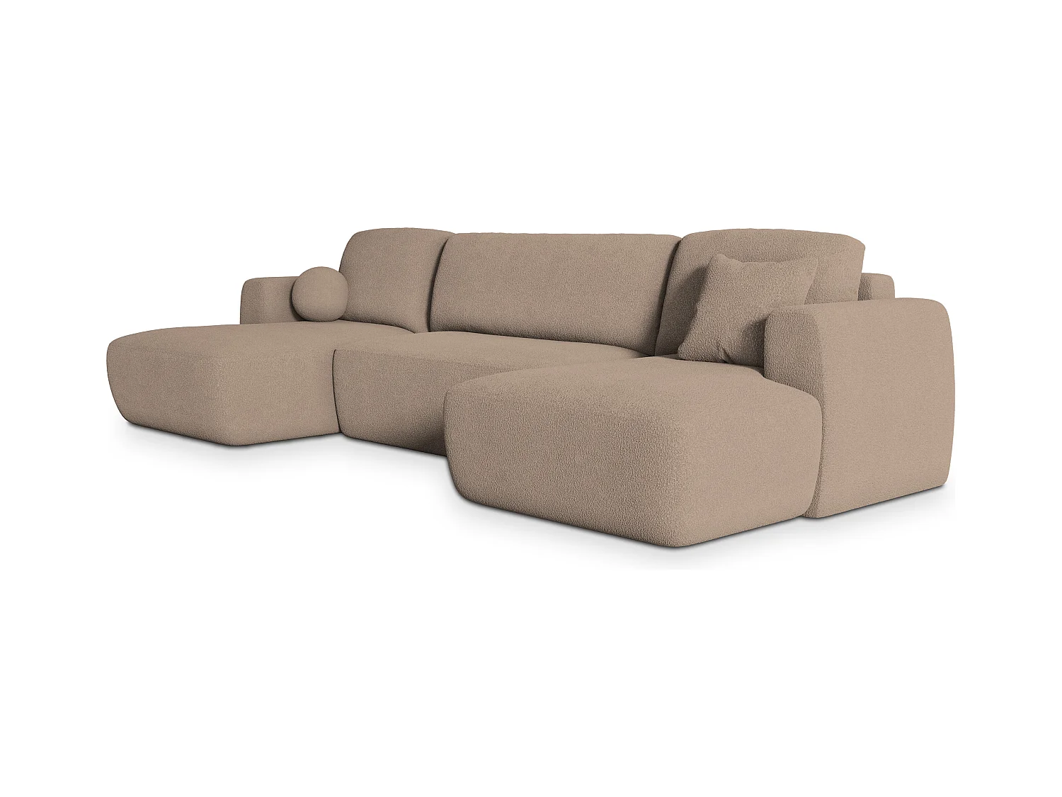 Canapé d'angle SENTUM Beige en bouclé avec fonction de couchage