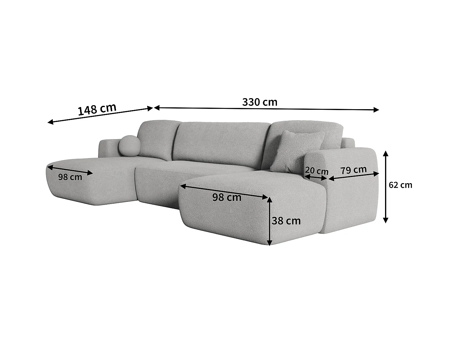 Canapé d'angle SENTUM Beige en bouclé avec fonction de couchage