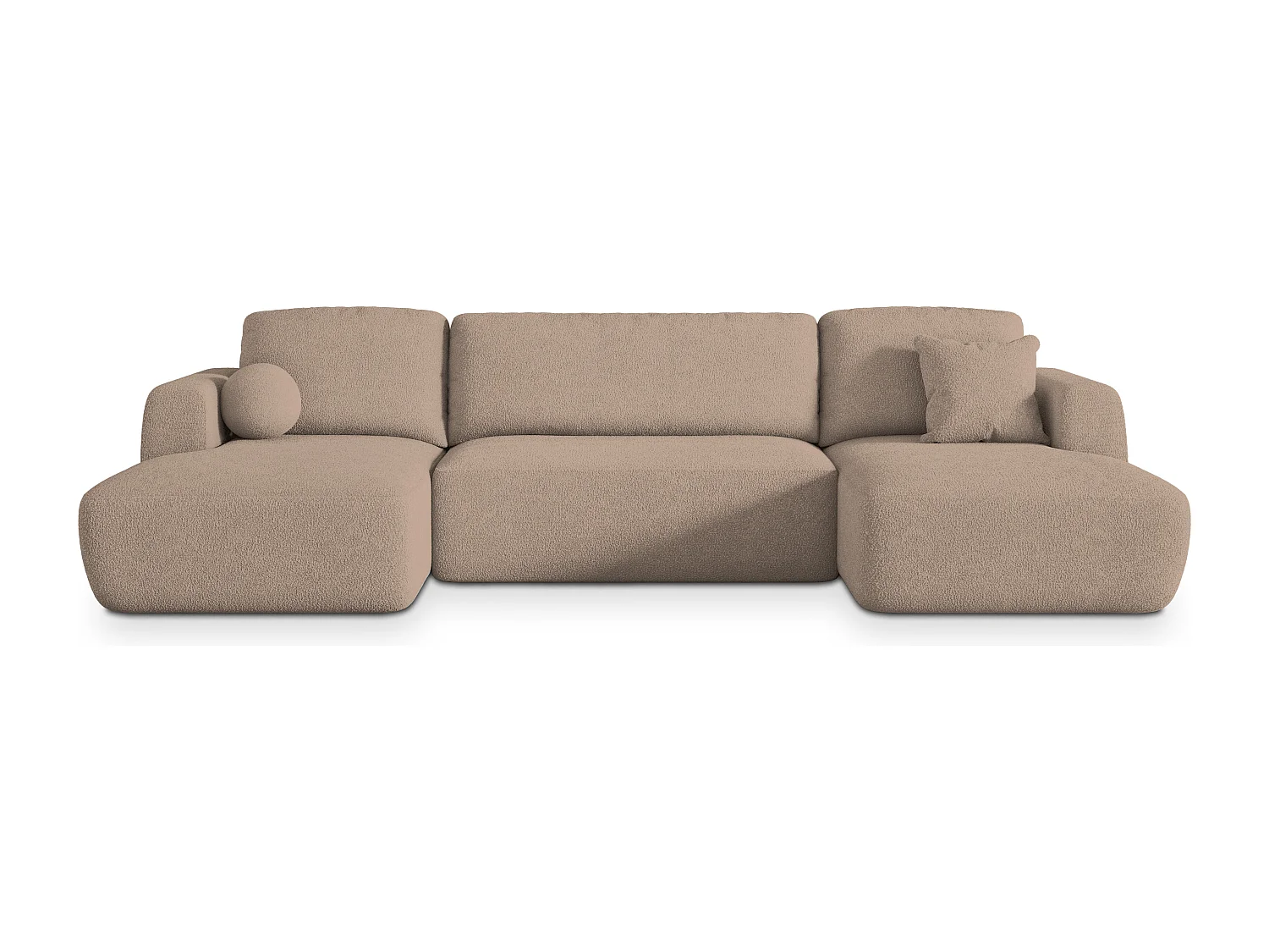 Canapé d'angle SENTUM Beige en bouclé avec fonction de couchage