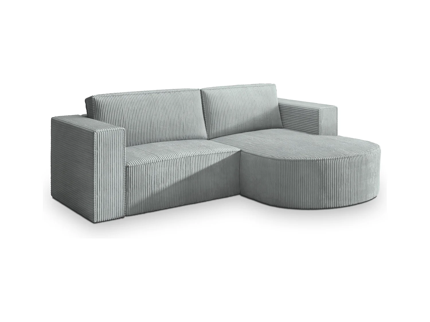 Canapé d'angle SORELA Gris clair en velours côtelé avec fonction de couchage