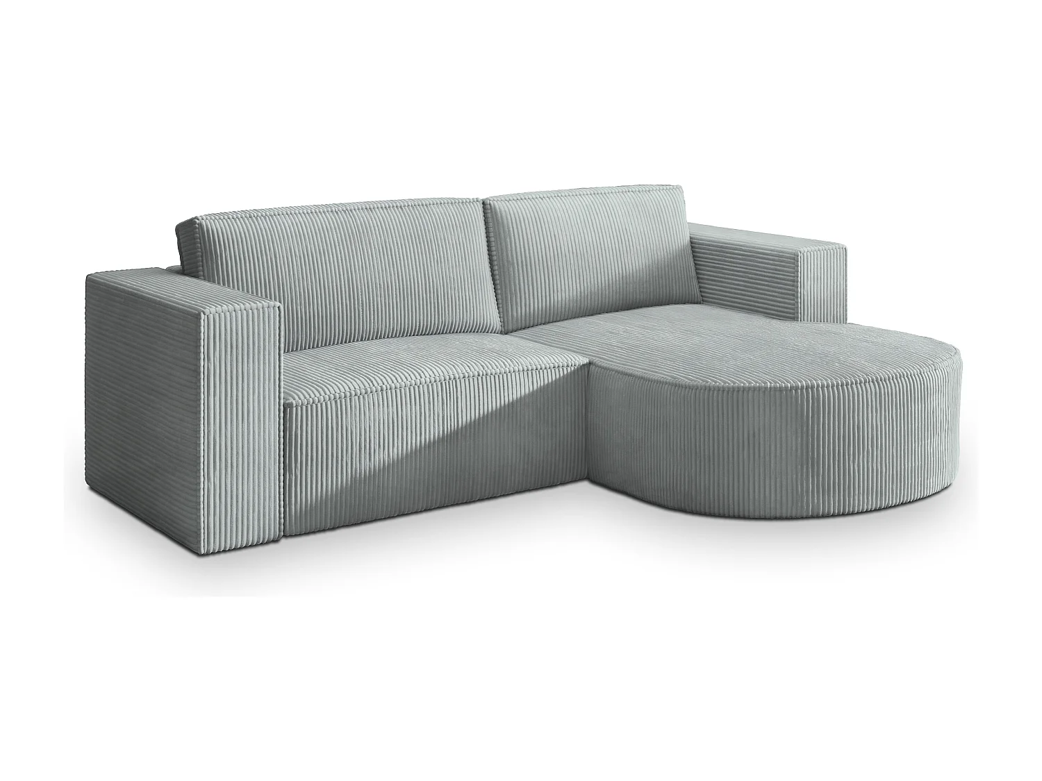 Canapé d'angle SORELA Gris clair en velours côtelé avec fonction de couchage
