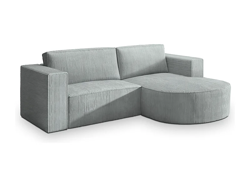 Canapé d'angle SORELA Gris clair en velours côtelé avec fonction de couchage