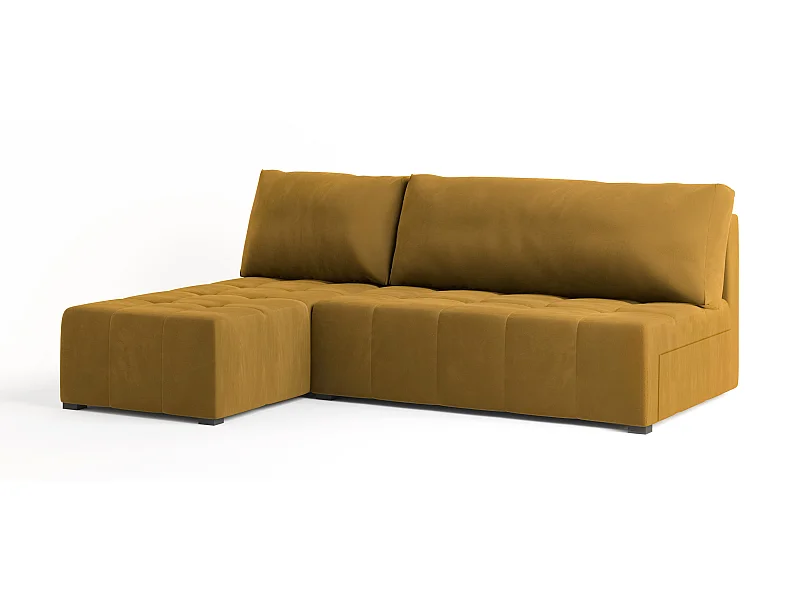 Canapé d'angle DOMIRA Jaune en peluche avec fonction de couchage