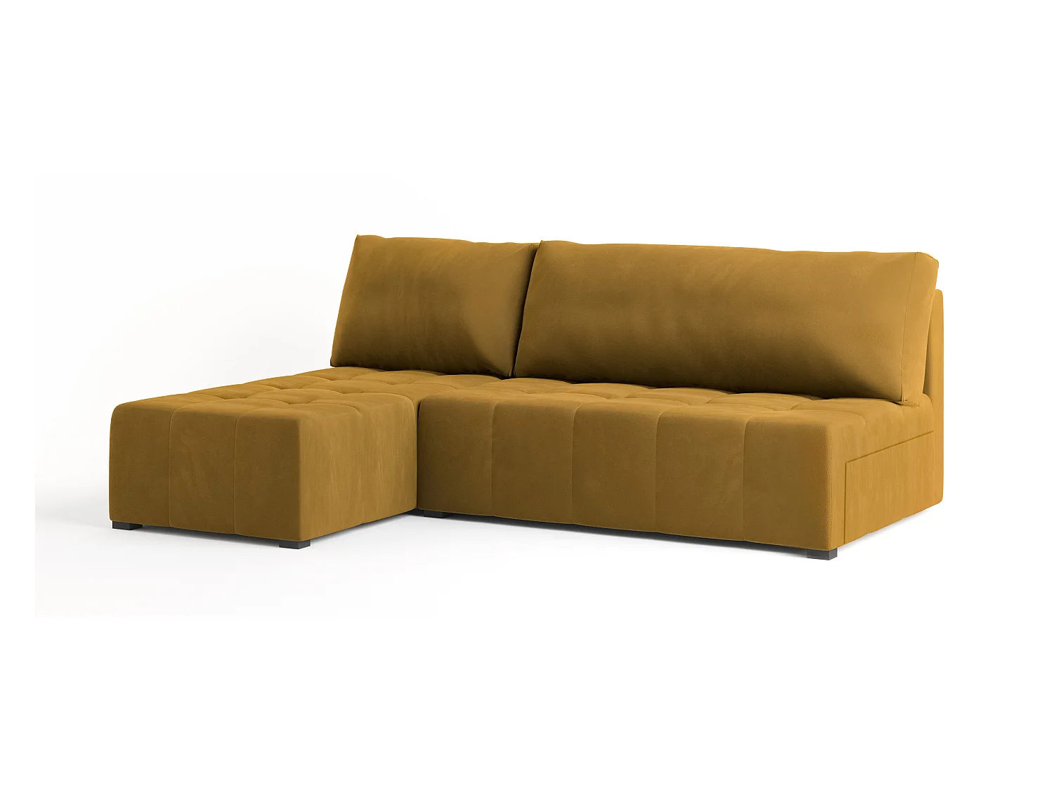 Canapé d'angle DOMIRA Jaune en peluche avec fonction de couchage