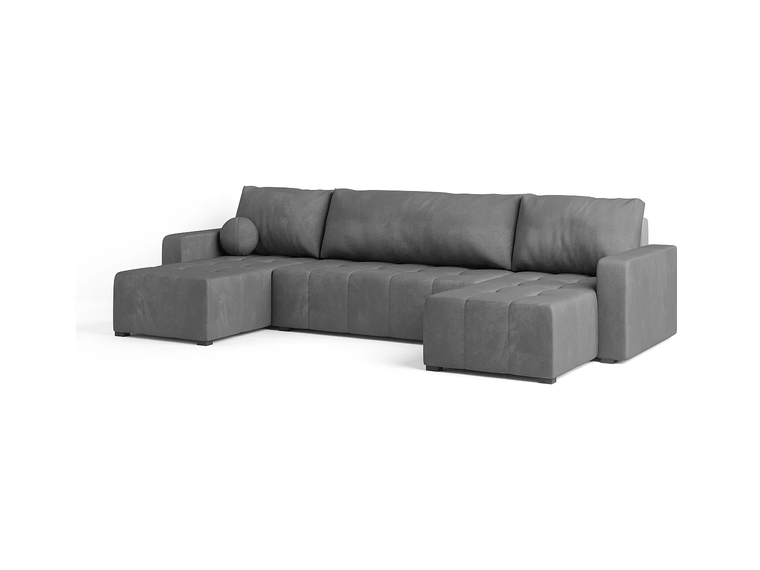 Canapé d'angle TOLARI Gris en peluche avec fonction de couchage