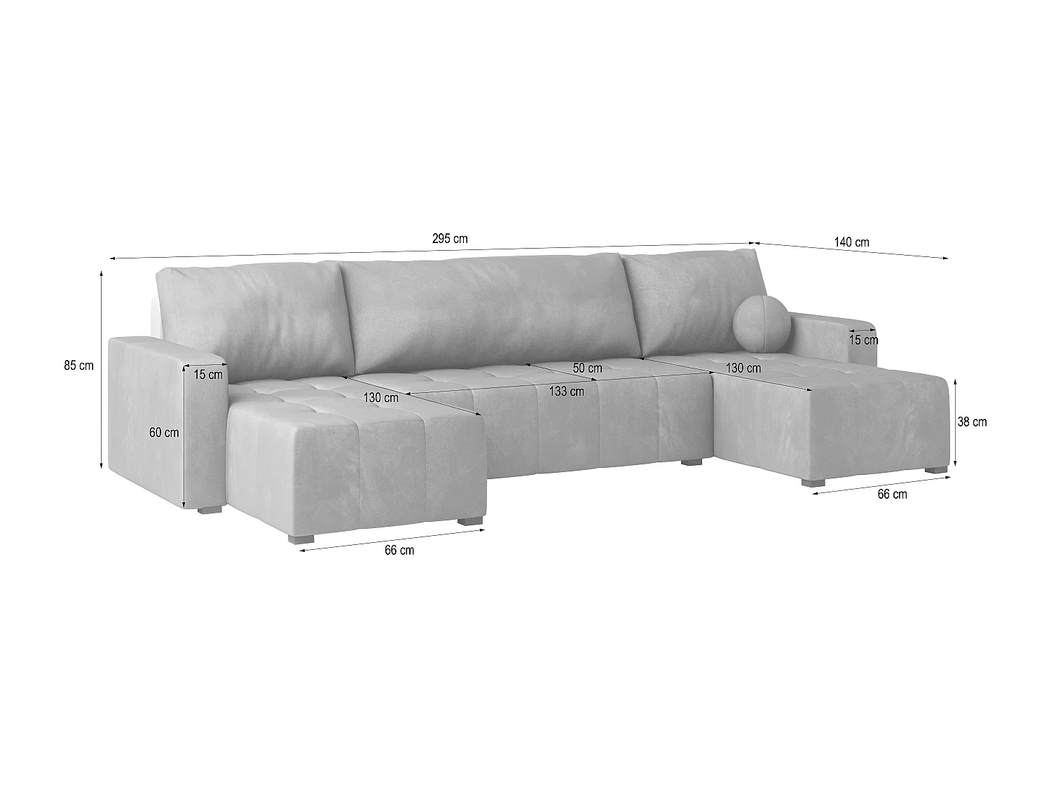 Canapé d'angle TOLARI Noir en peluche avec fonction de couchage