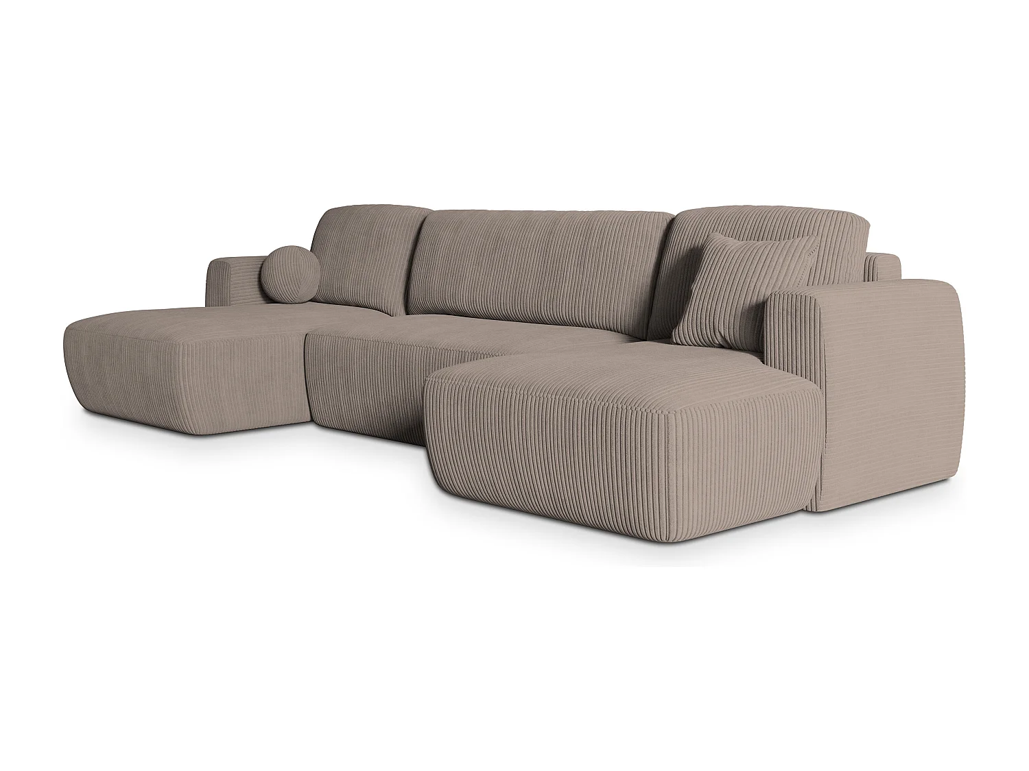 Canapé d'angle SENTUM Beige en velours côtelé avec fonction de couchage