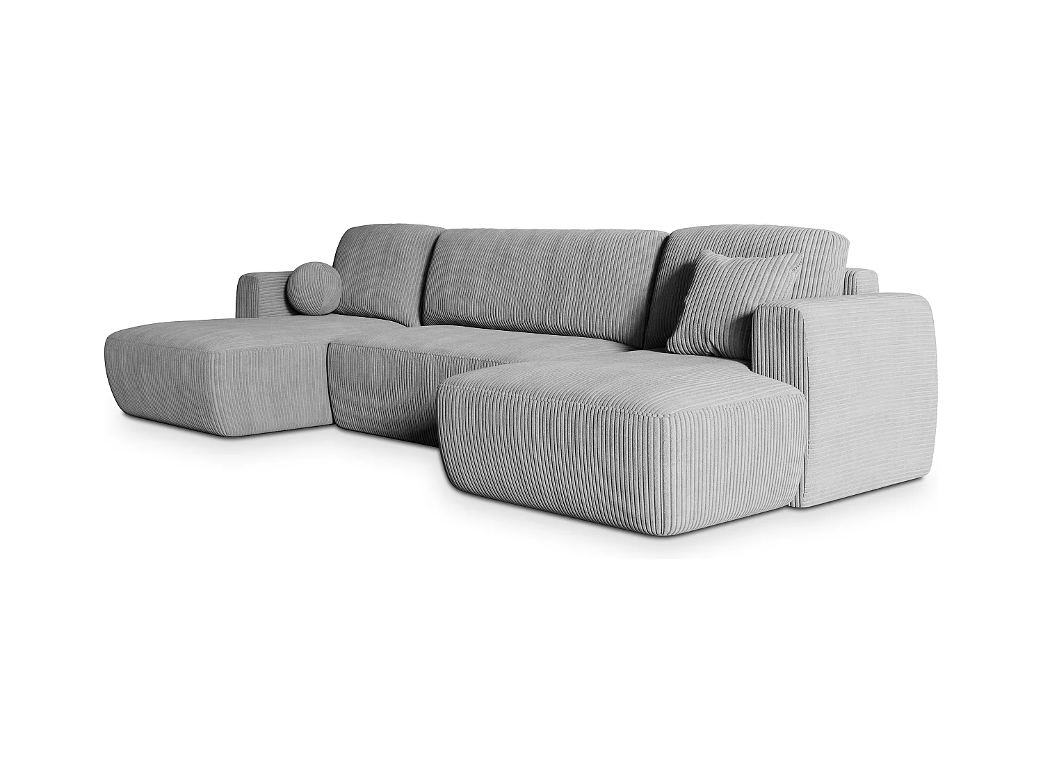 Canapé d'angle SENTUM Gris clair en velours côtelé avec fonction de couchage