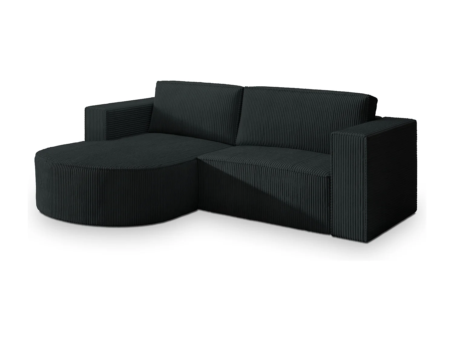 Canapé d'angle SORELA Noir en velours côtelé avec fonction de couchage