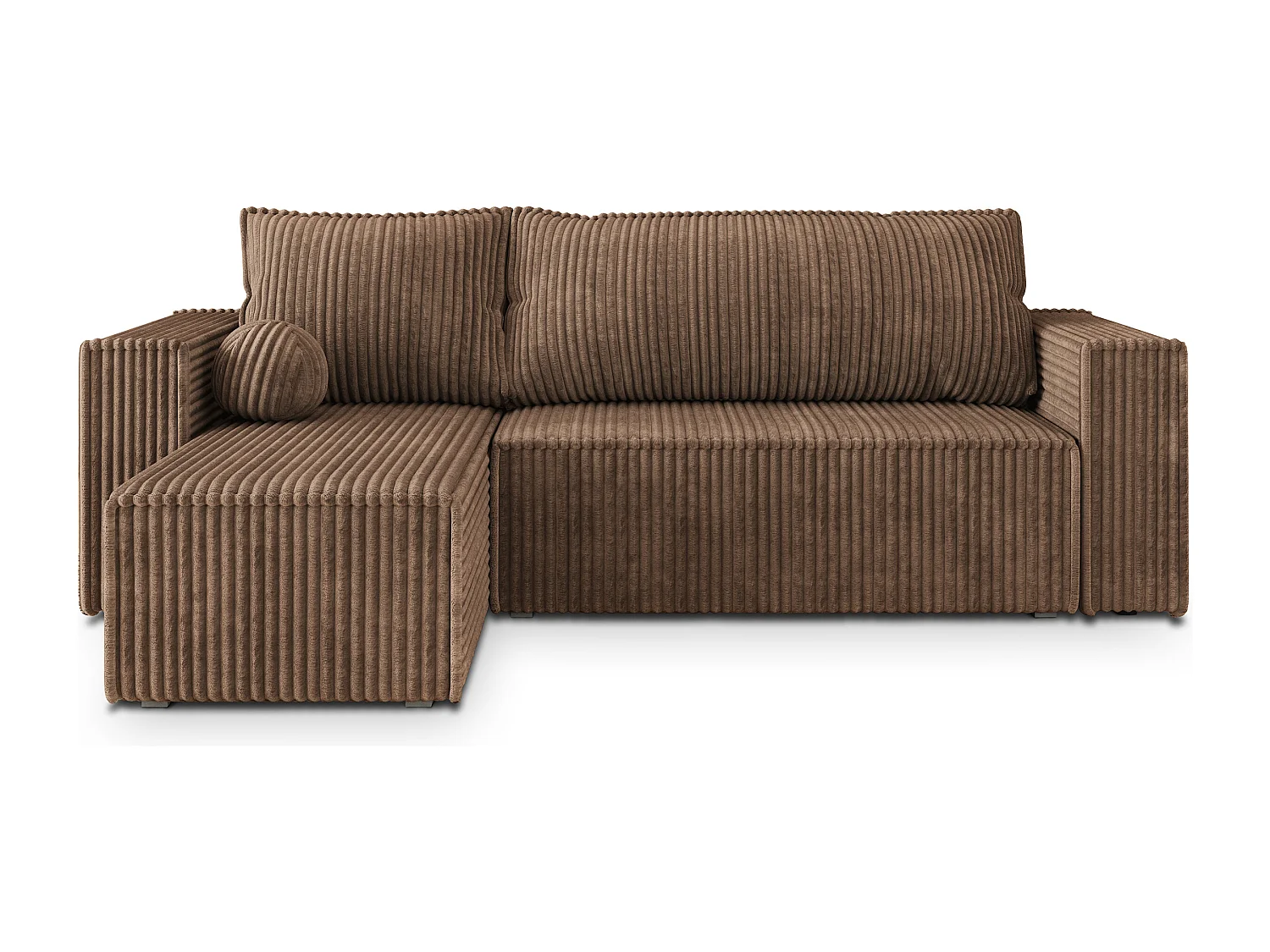 Hoekbank RAVELO van fluweel met slaapfunctie Beige