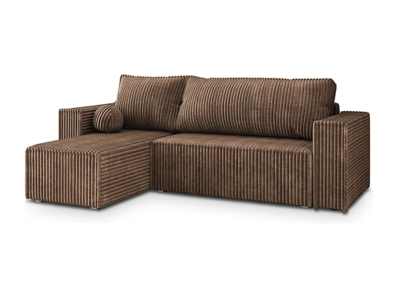 Hoekbank RAVELO van fluweel met slaapfunctie Beige