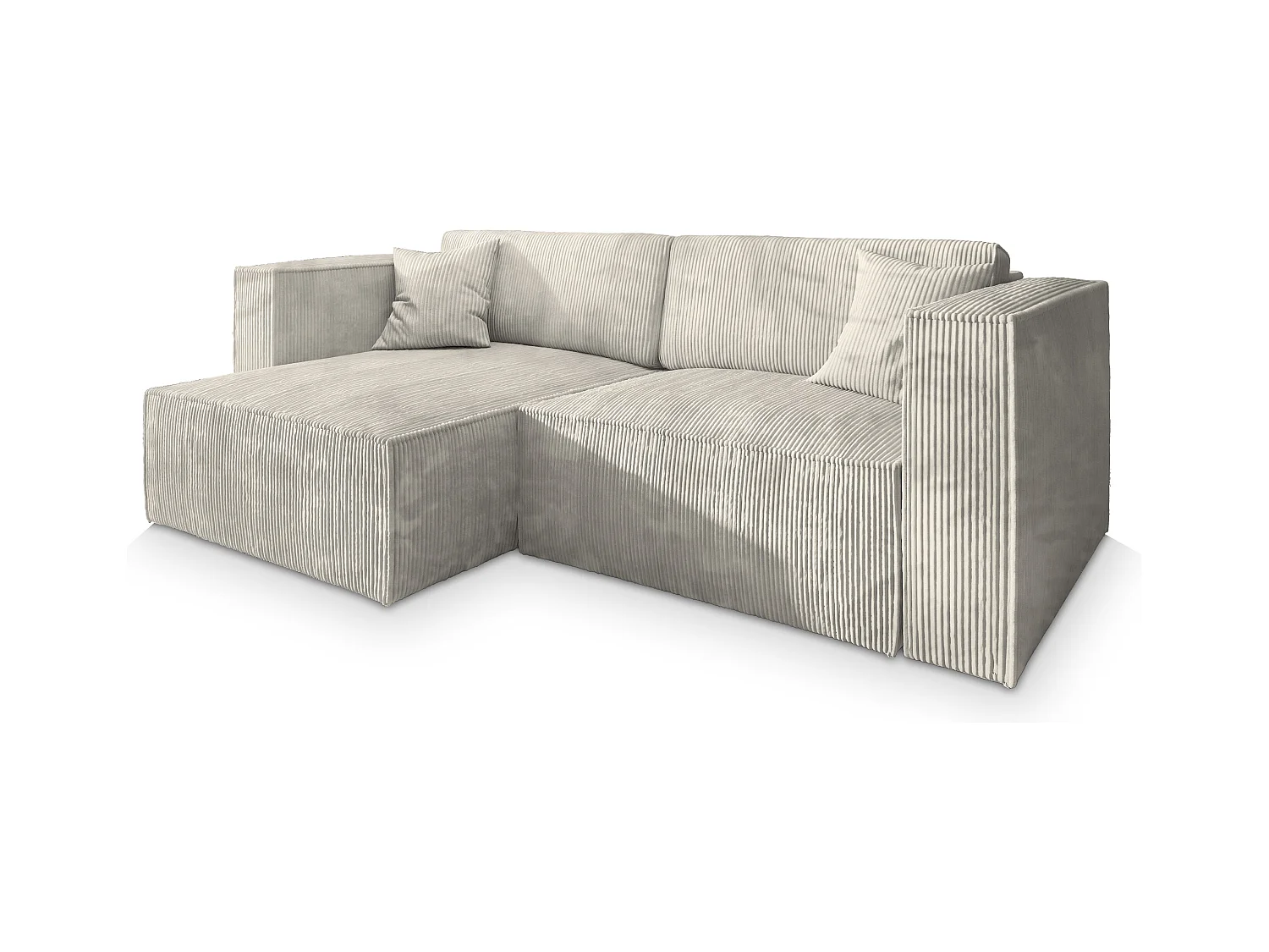 Canapé d'angle NERIO Crème en velours côtelé avec fonction de couchage