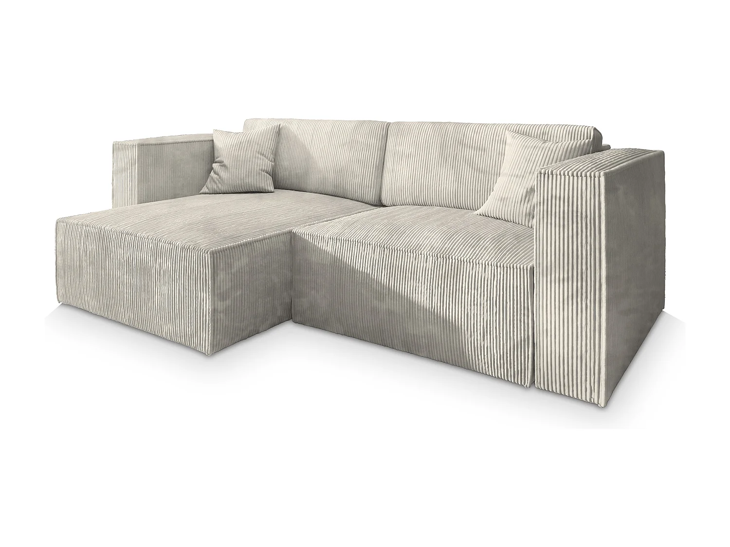 Canapé d'angle NERIO Crème en velours côtelé avec fonction de couchage