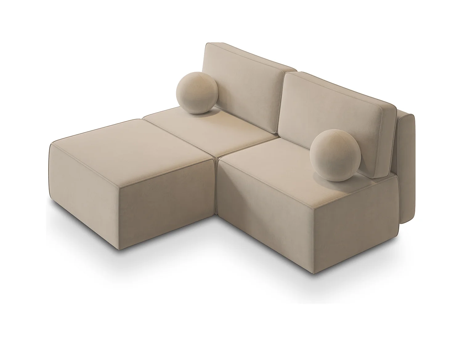 Canapé d'angle VARNA Crème en velours avec fonction de couchage