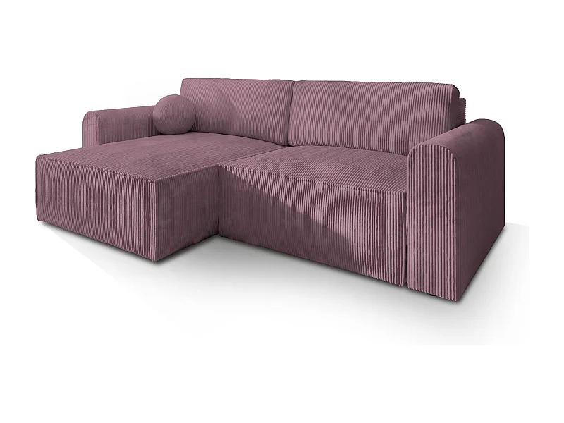 Canapé d'angle FIANO Parme en velours côtelé avec fonction de couchage
