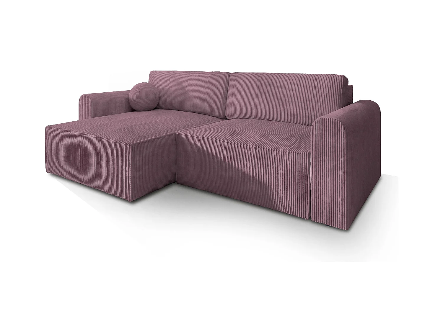 Canapé d'angle FIANO Parme en velours côtelé avec fonction de couchage