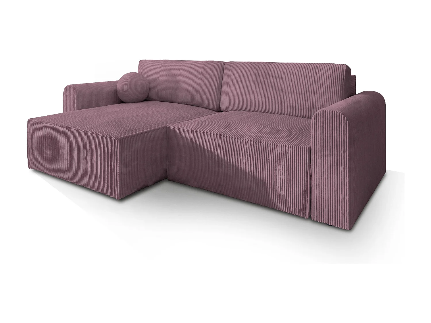 Canapé d'angle FIANO Parme en velours côtelé avec fonction de couchage