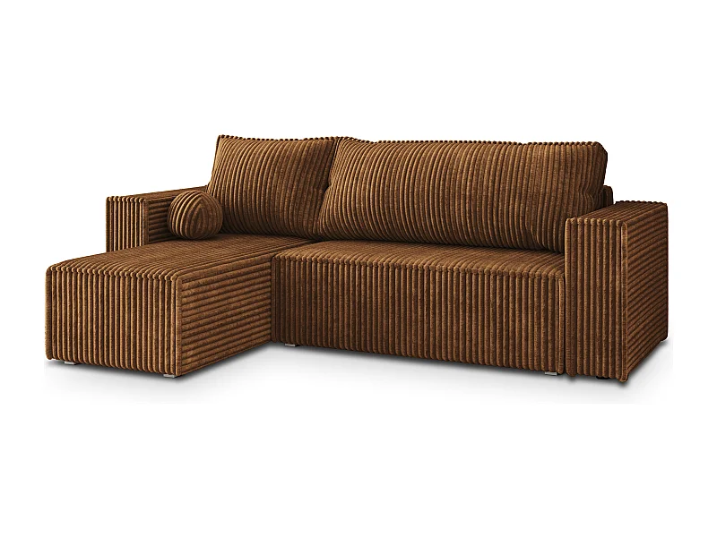 Hoekbank RAVELO van fluweel met slaapfunctie Orange