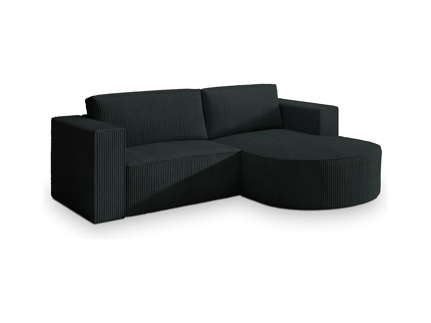 Canapé d'angle SORELA Noir en velours côtelé avec fonction de couchage