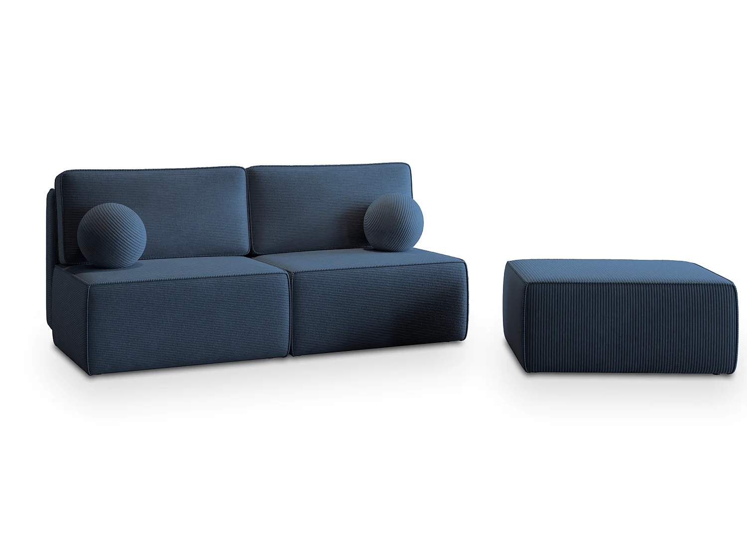 Canapé d'angle VARNA, avec fonction de couchage, velours côtelé Bleu