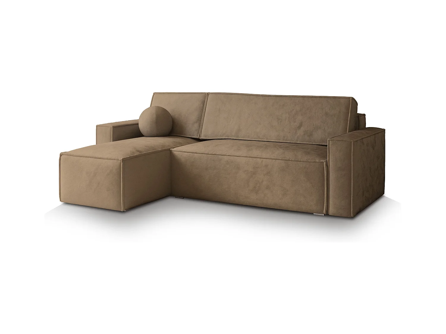 Canapé d'angle RAVELO Beige en velours avec fonction de couchage