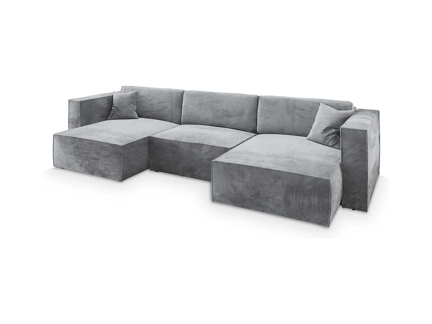 Canapé d'angle SARMO Gris clair en velours avec fonction de couchage