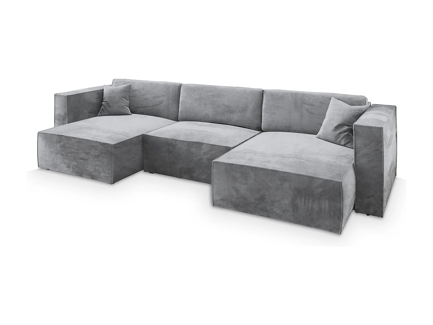 Canapé d'angle SARMO Gris clair en velours avec fonction de couchage