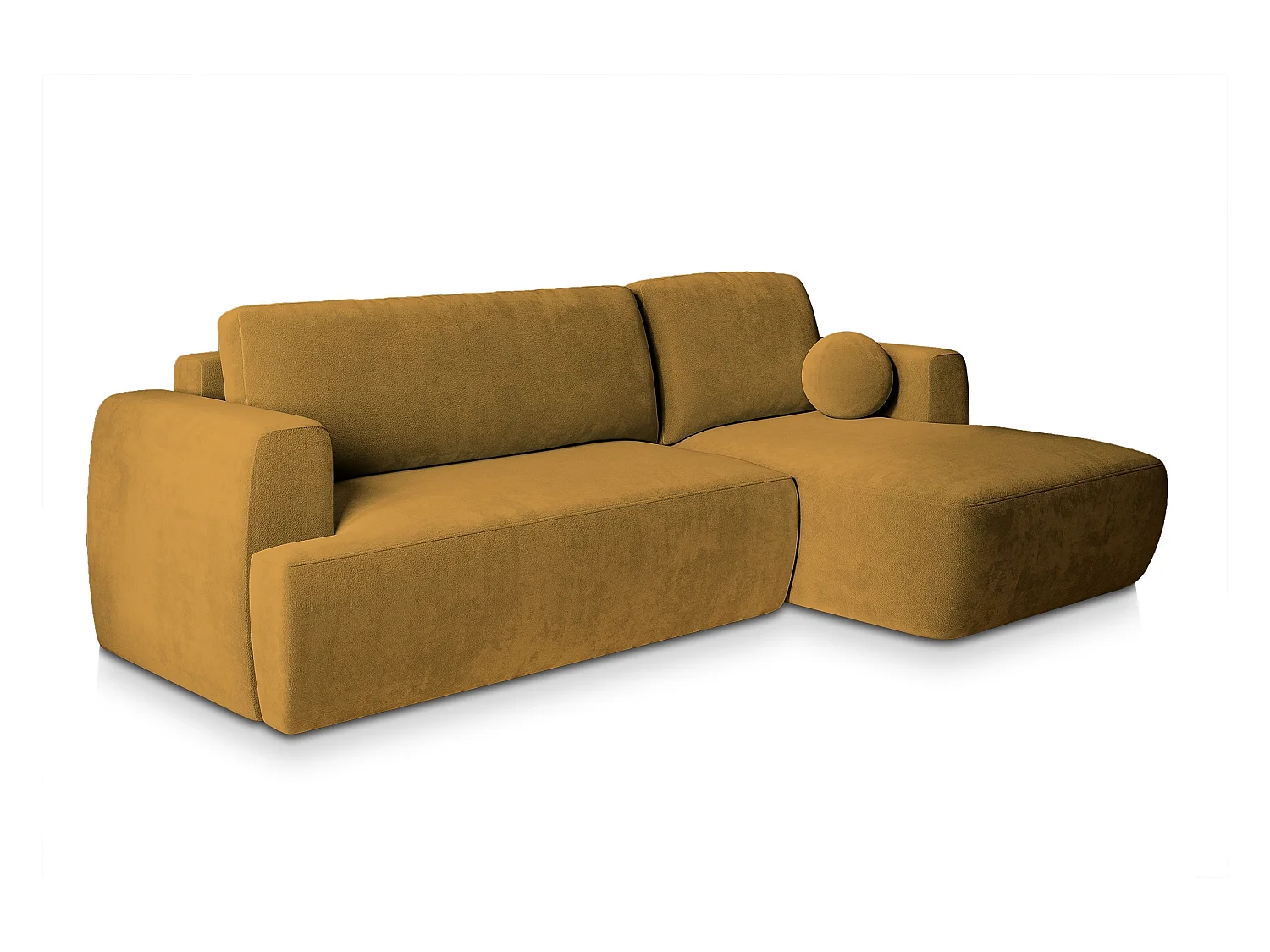 Canapé d'angle SENTI Jaune en peluche avec fonction de couchage