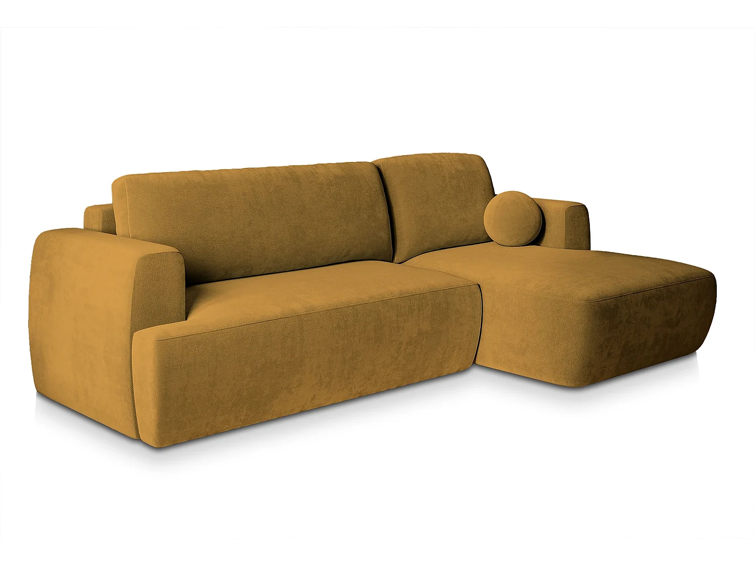 Canapé d'angle SENTI Jaune en peluche avec fonction de couchage