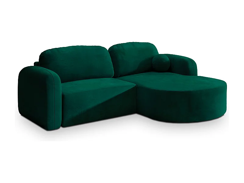 Canapé d'angle AMILIA Vert Sapin en velours avec fonction de couchage