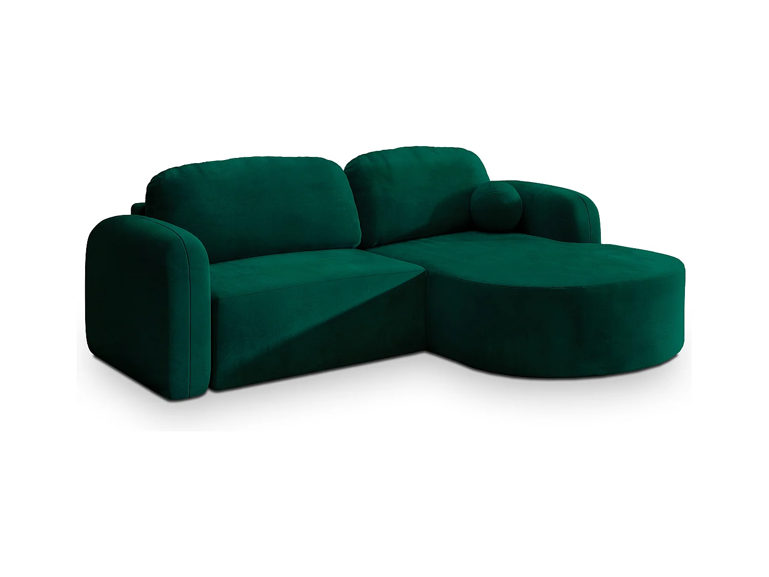 Canapé d'angle AMILIA Vert Sapin en velours avec fonction de couchage