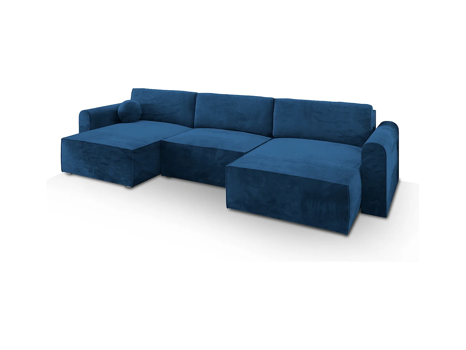 Canapé d'angle FENTO Bleu en velours avec fonction de couchage