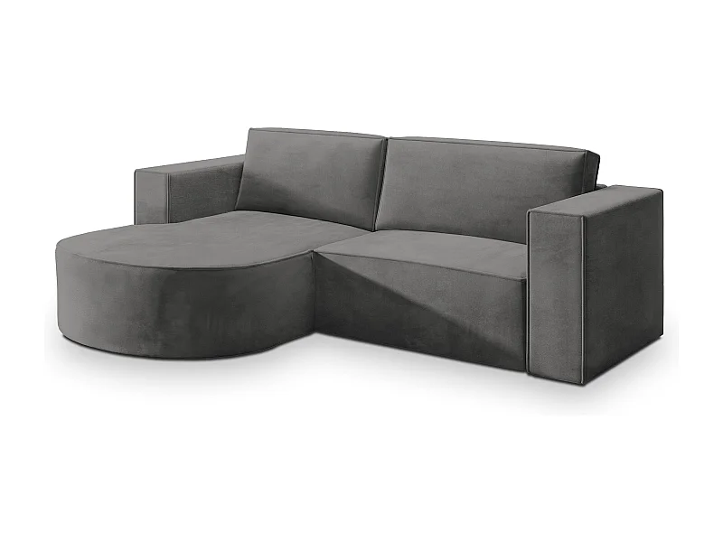 Canapé d'angle SORELA Gris en velours avec fonction de couchage