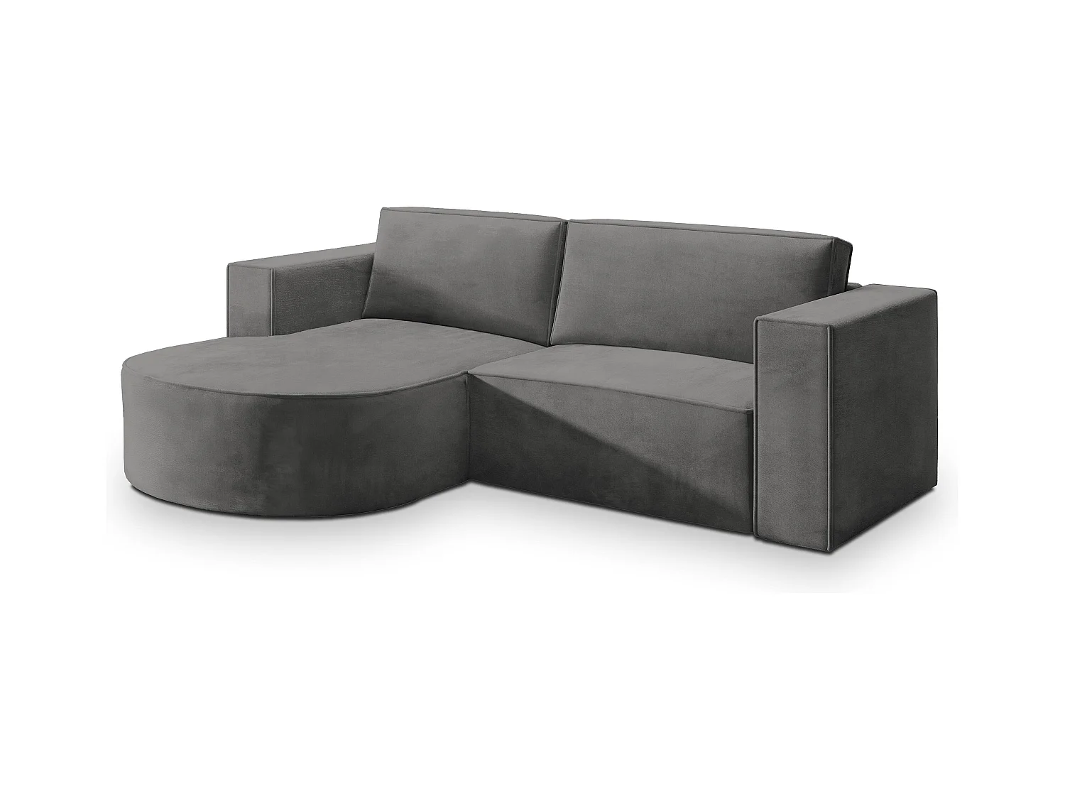 Canapé d'angle SORELA Gris en velours avec fonction de couchage