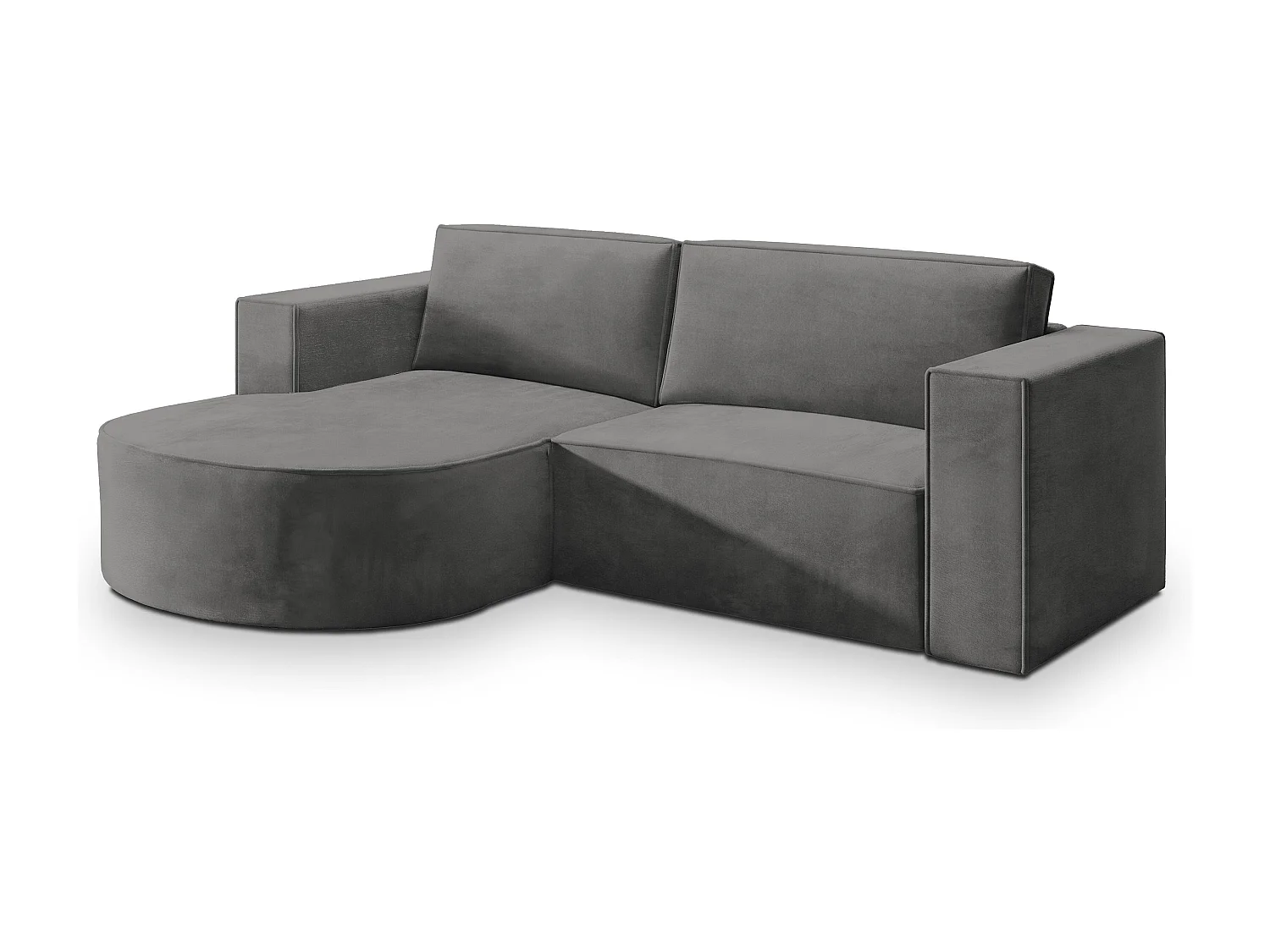 Canapé d'angle SORELA Gris en velours avec fonction de couchage