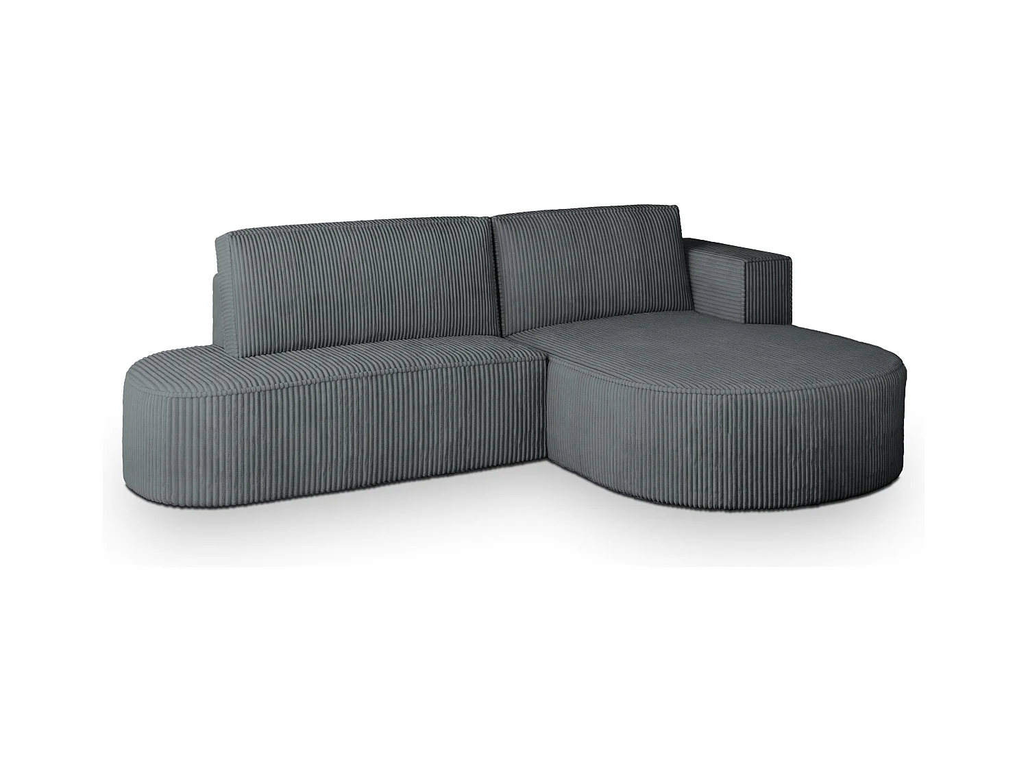 Canapé d'angle CORTIO Gris en velours côtelé avec fonction de couchage