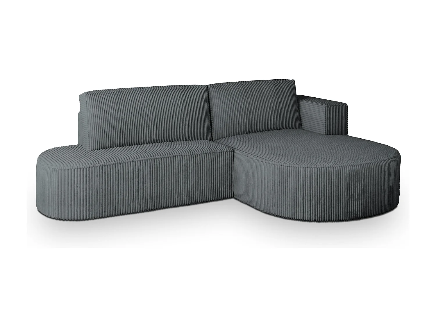 Canapé d'angle CORTIO Gris en velours côtelé avec fonction de couchage