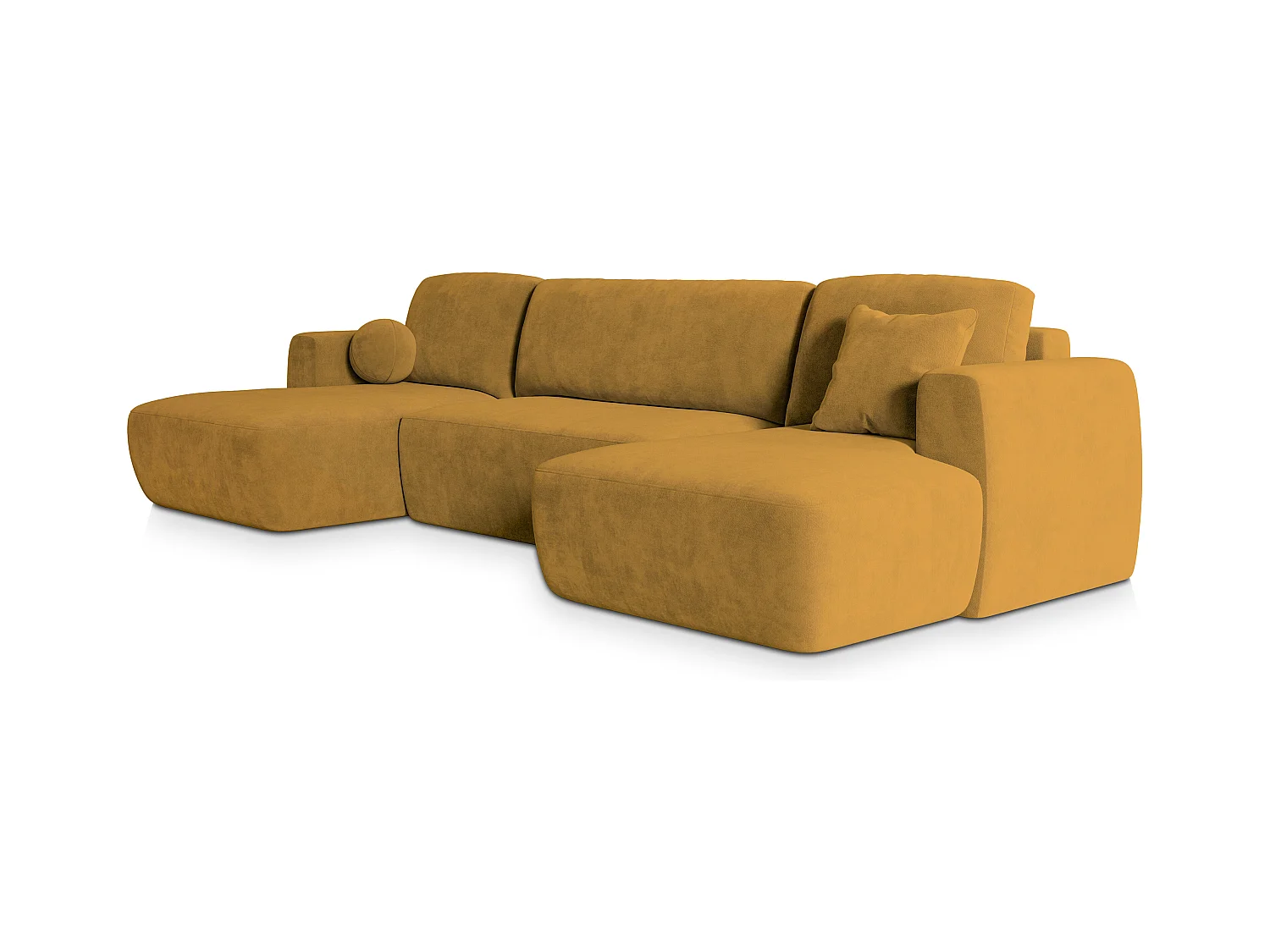 Canapé d'angle SENTUM Jaune en peluche avec fonction de couchage