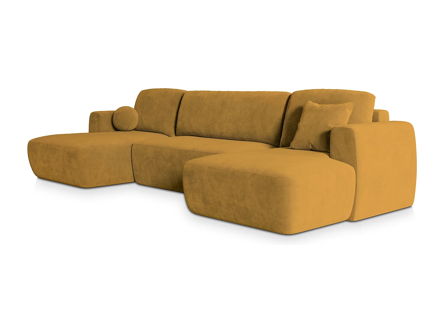 Canapé d'angle SENTUM Jaune en peluche avec fonction de couchage