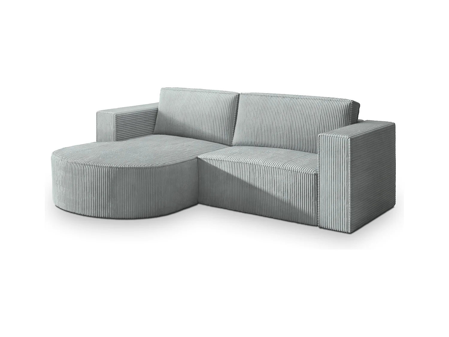 Canapé d'angle SORELA Gris clair en velours côtelé avec fonction de couchage