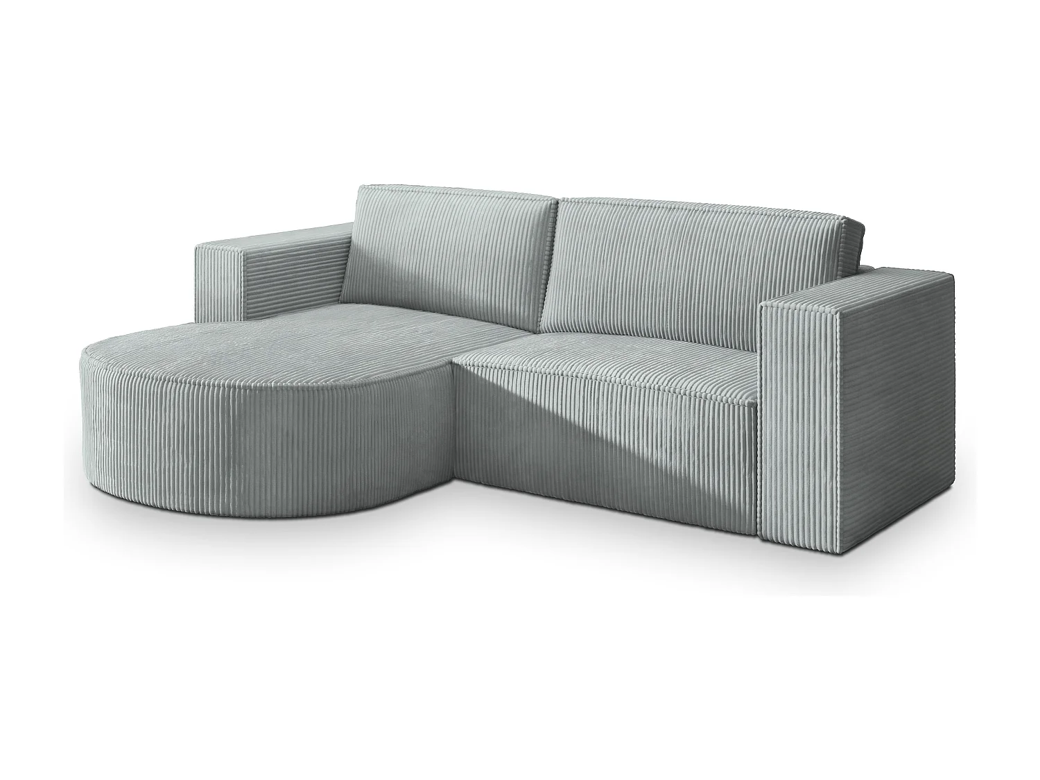 Canapé d'angle SORELA Gris clair en velours côtelé avec fonction de couchage