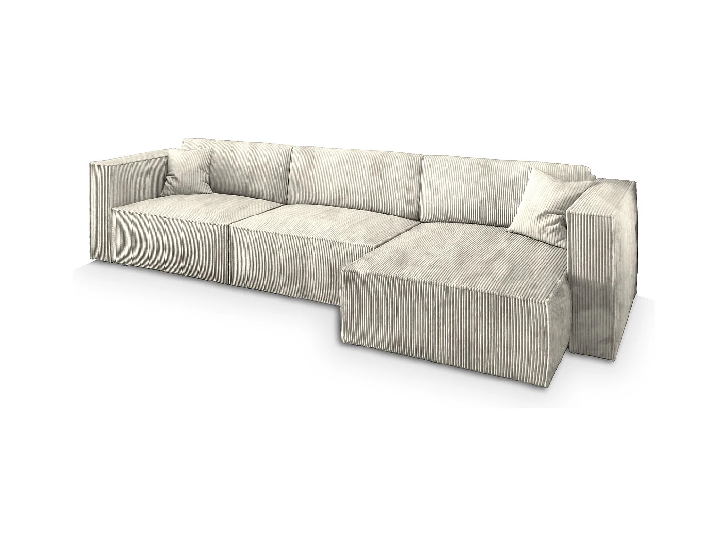 Canapé d'angle TOLMO Crème en velours côtelé avec fonction de couchage