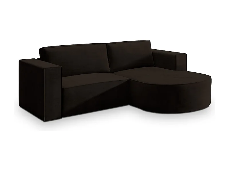 Canapé d'angle SORELA Marron en velours avec fonction de couchage